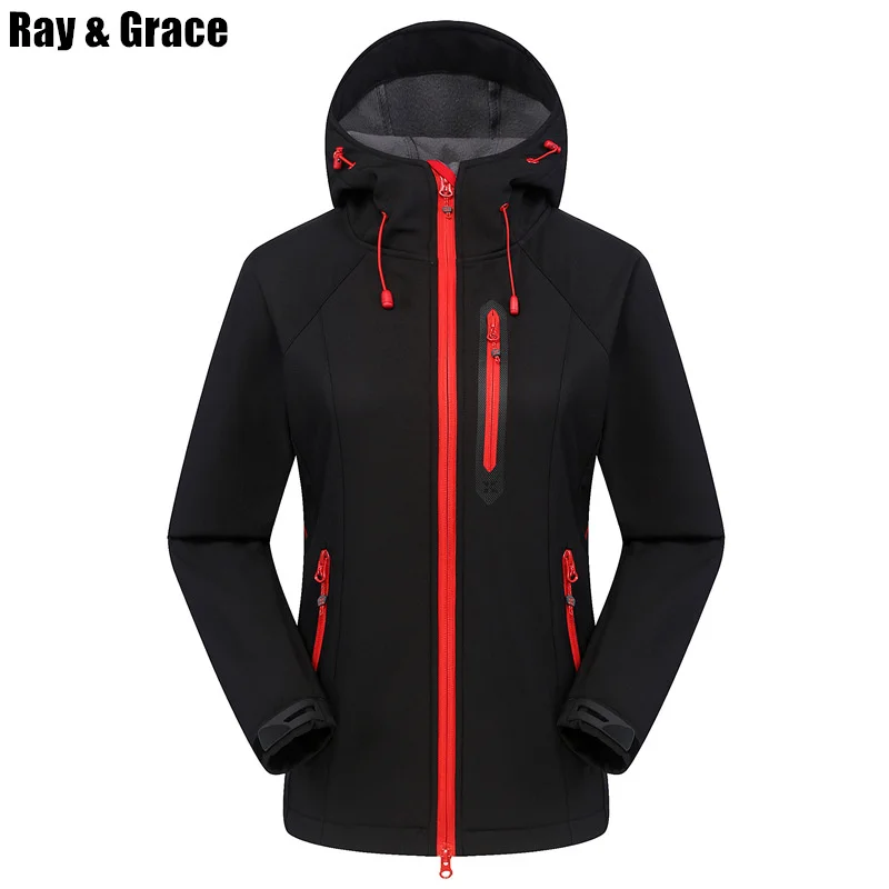 RAY GRACE Женская флисовая куртка с флисовой подкладкой теплая ветрозащитная