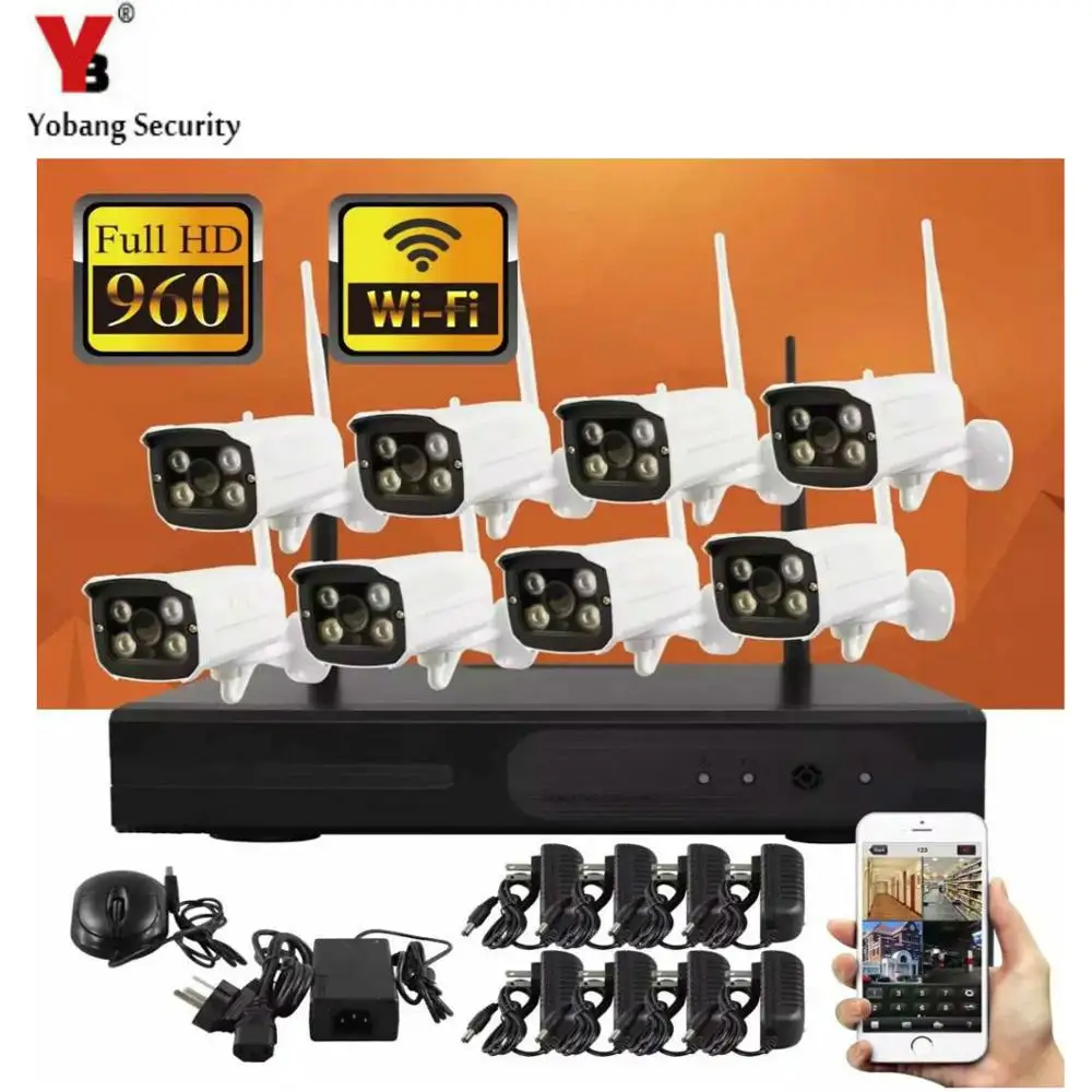 YobangSecurity 8CH Беспроводная система видеонаблюдения, водонепроницаемая ip-камера 960 P, Wi-Fi NVR, комплект, уличная система видеонаблюдения - Цвет: NVR8003