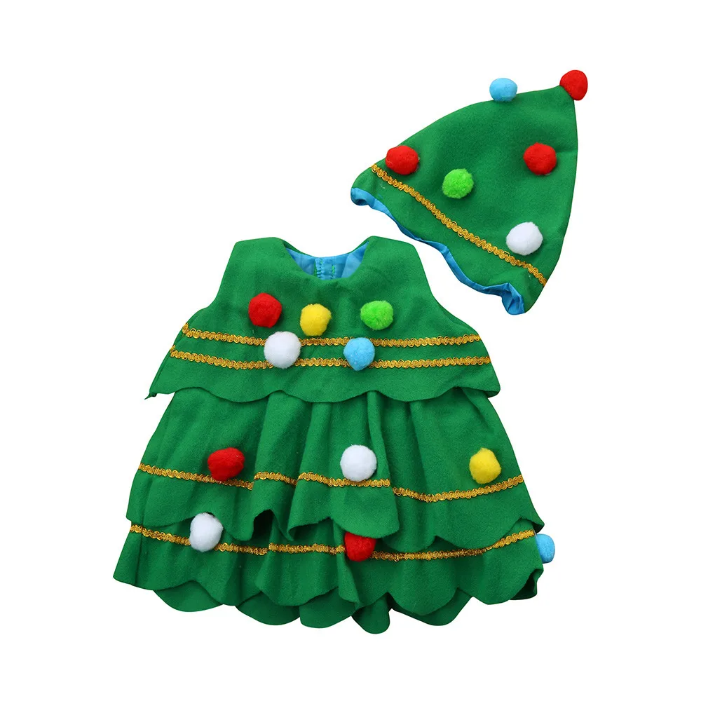 baby girl boys clothes Children Winter Xmas Clothing Set Toddler Kids Christmas Tree Costume Dress Tops Party Vest+Hat Outfits | Детская