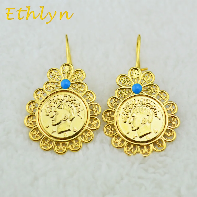 Ethlyn женские серьги кольца золото Цвет Иран 5 Pahlavi мохаммадрезой Пехлеви со