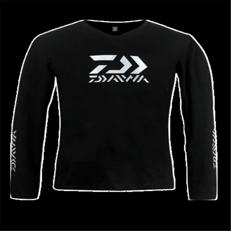 Новое Падение Daiwa Новые Мужчин Рыбалка Костюм Черный Хлопка С Длинным Рукавом