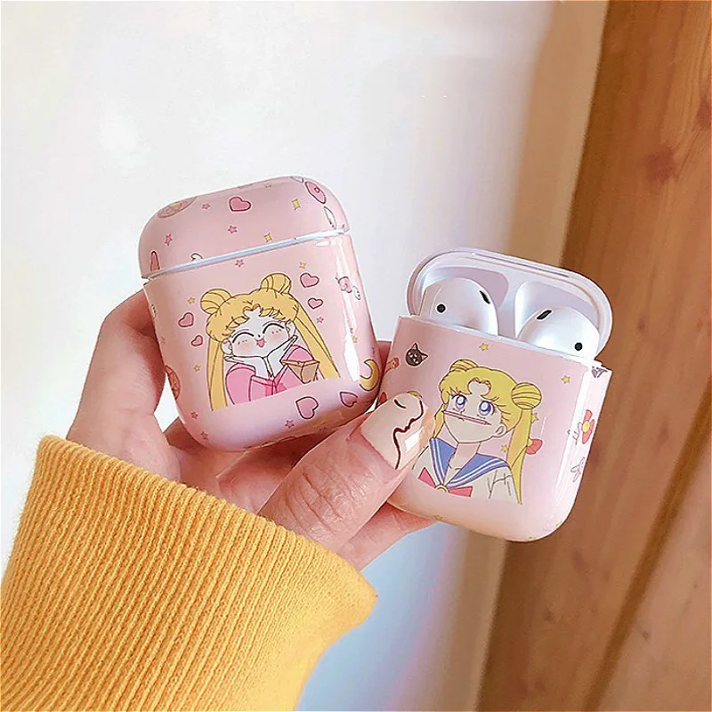 Милый Сейлор Мун розовый Bluetooth чехол для наушников для Airpods чехол милый силиконовый чехол для наушников s для Apple защитный чехол для Airpods