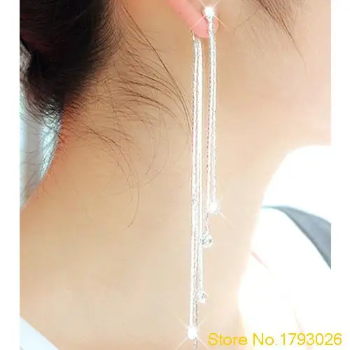 Стразы сплав супер длинные кисточки Женские коктейльные вечерние серьги 4TNF |