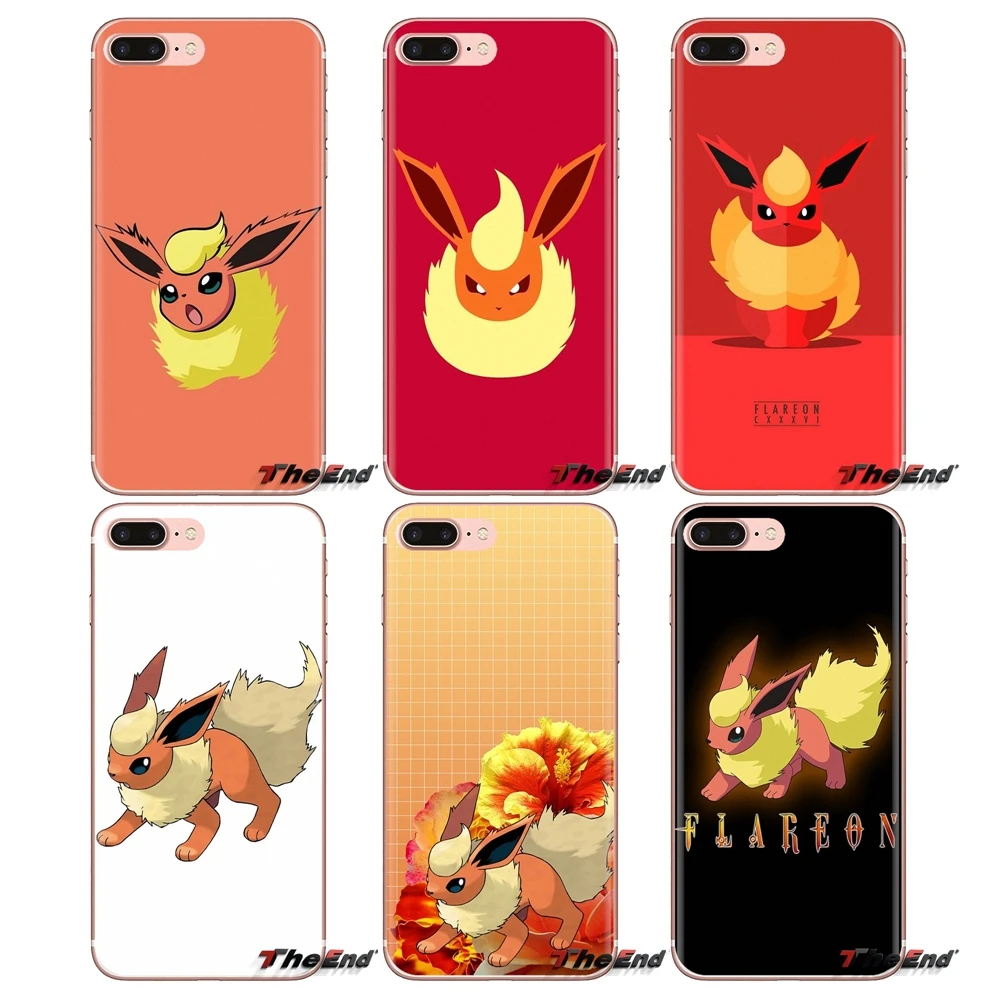 Transparent TPU Shell Case cute cartoon anime Pokemon Flareon For Samsung Galaxy A3 A5 A7 A9 A8 Star A6 Plus 2018 2015 2016 2017 |