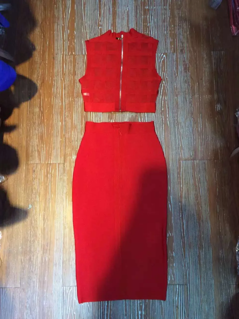 Высокое качество Красный 2 шт. Бандажное платье 2016 Платье из новой коллекции