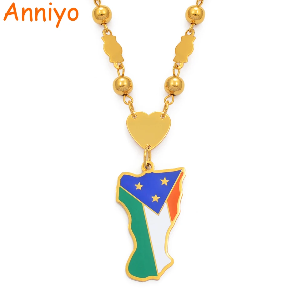 Фото Anniyo Mokil Atoll Подвеска с флагом, бусины, цепочки, ожерелья для женщин и мужчин, ювелирные изделия из нержавеющей стали и эмали, микронезии # 077821 №1