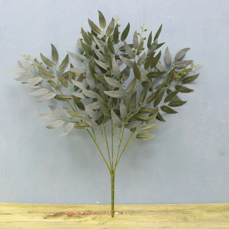 gray green Искусственная ива, листья, многоцветные искусственные растения, золотые листья, искусственная листва, для дома, свадьбы, леса, вечерние украшения, сделай сам, растение на стену - Цвет: gray green