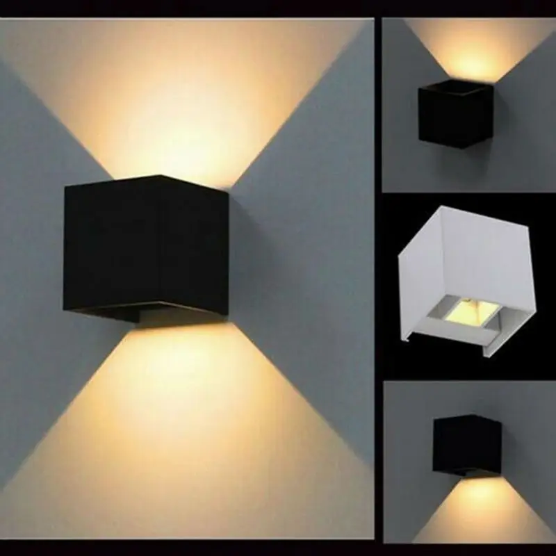Kopen Vierkante Cube Opbouw 7 W 9 W COB LED Wall Lampen Dimbare Zwart Wit Lichaam LED Wandlamp Verstelbare Indoor Outdoor Verlichting