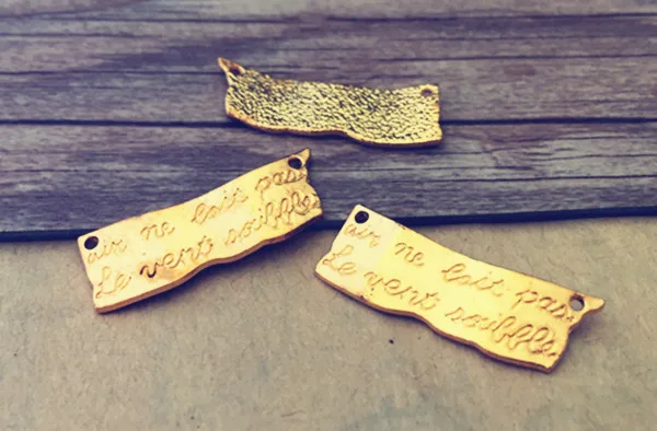

40pcs /lot 8mmx30mm gold color letters pendant charm