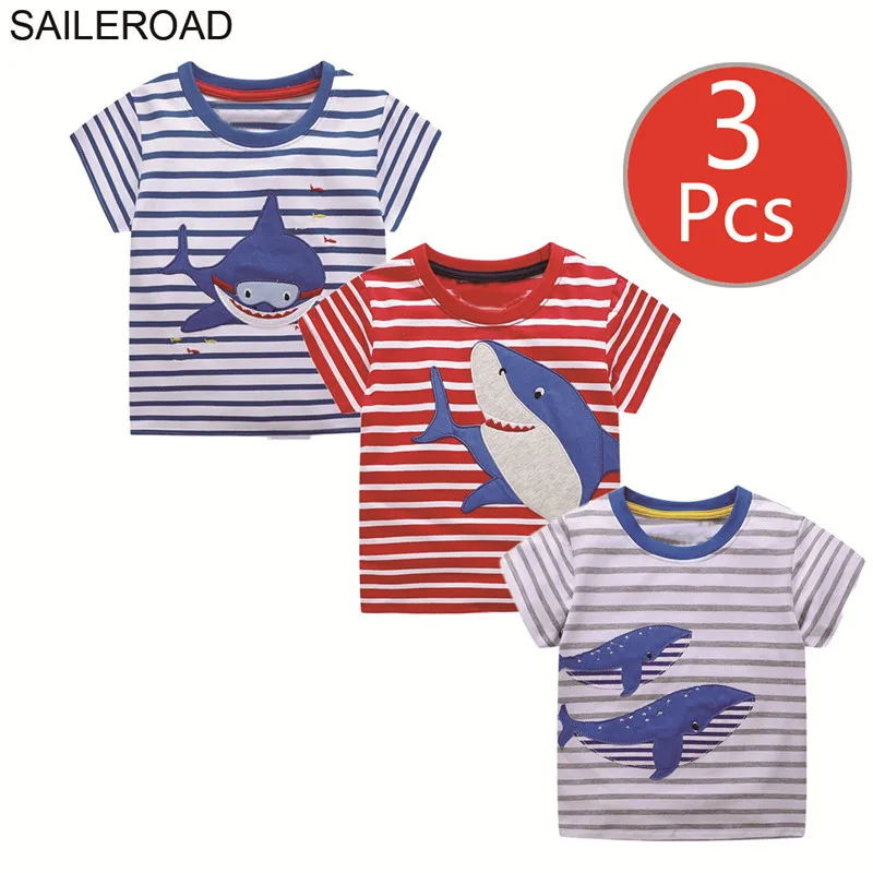 6340 6362 6146 photo SAILEROAD 3 шт. / Много Детские Футболки Мультфильм Автомобиль Экскаватор Дети Топы Тис для Мальчиков Одежда Шаблон Динозавров Детские Девочки Рубашки - Цвет: 6340 6362 6146 photo