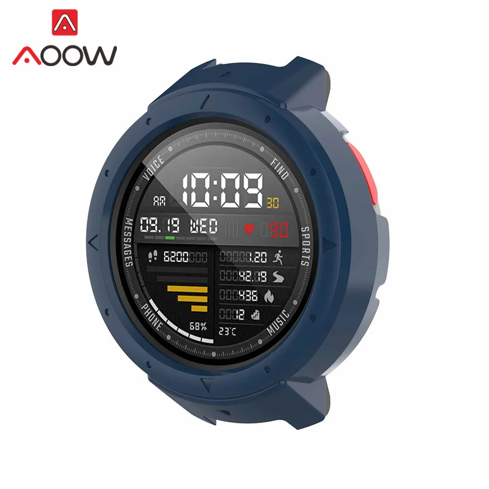 Dark blue Мягкий силиконовый ремешок для часов Amazfit Verge Xiaomi Huami 3, спортивный сменный ремешок для браслета и поликарбоната, защитный чехол A1801 - Цвет ремешка: Dark blue
