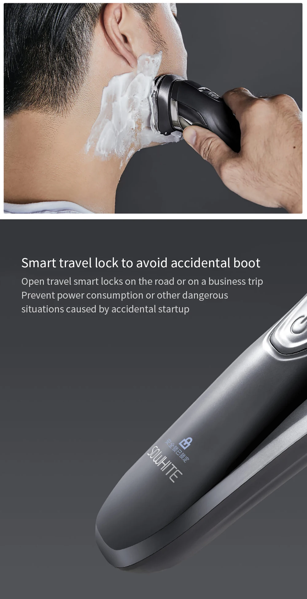MI Mijia Soocas SO WHITE Беспроводная 3D умная usb зарядка электрическая бритва IPX7 Водонепроницаемая блокирующая защита для мужчин