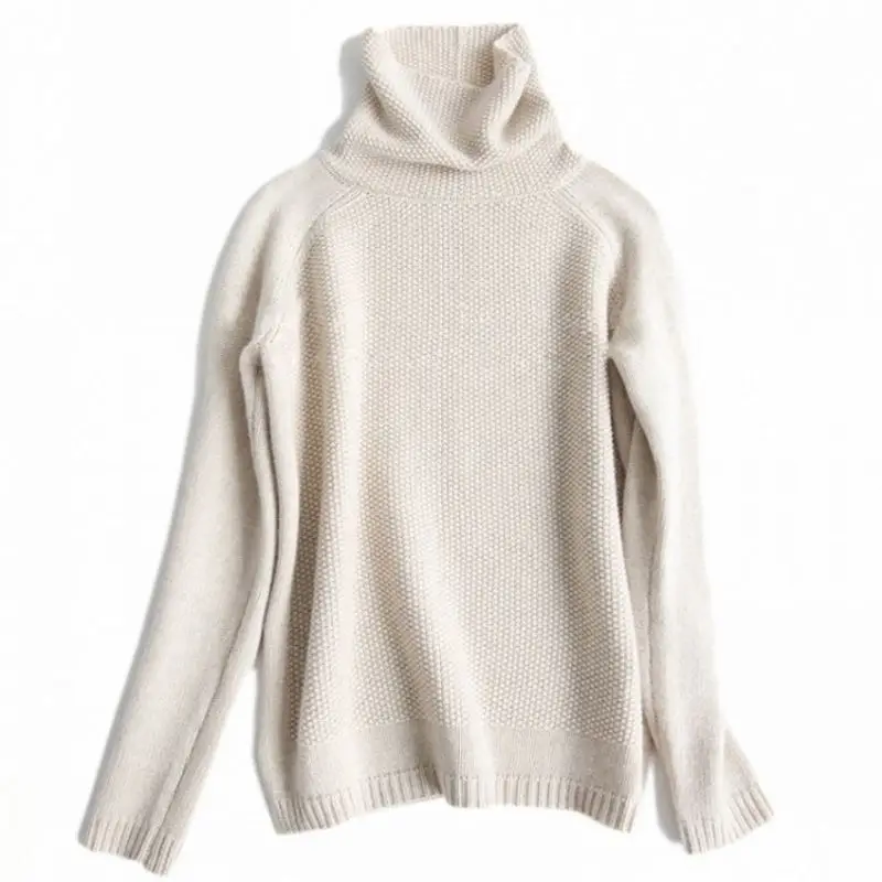 Свитер женский кашемировый с высоким воротником свободный Осень-зима 2018 |