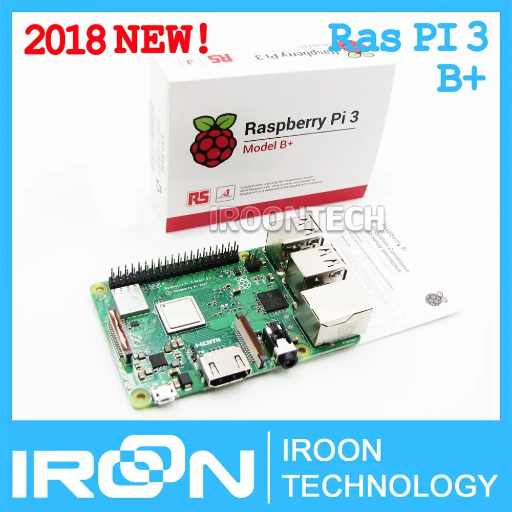 RS версия: 2018 новый оригинальный Raspberry Pi 3 Модель B + плюс BCM2837B0 1 ГБ SDRAM на борту Wi