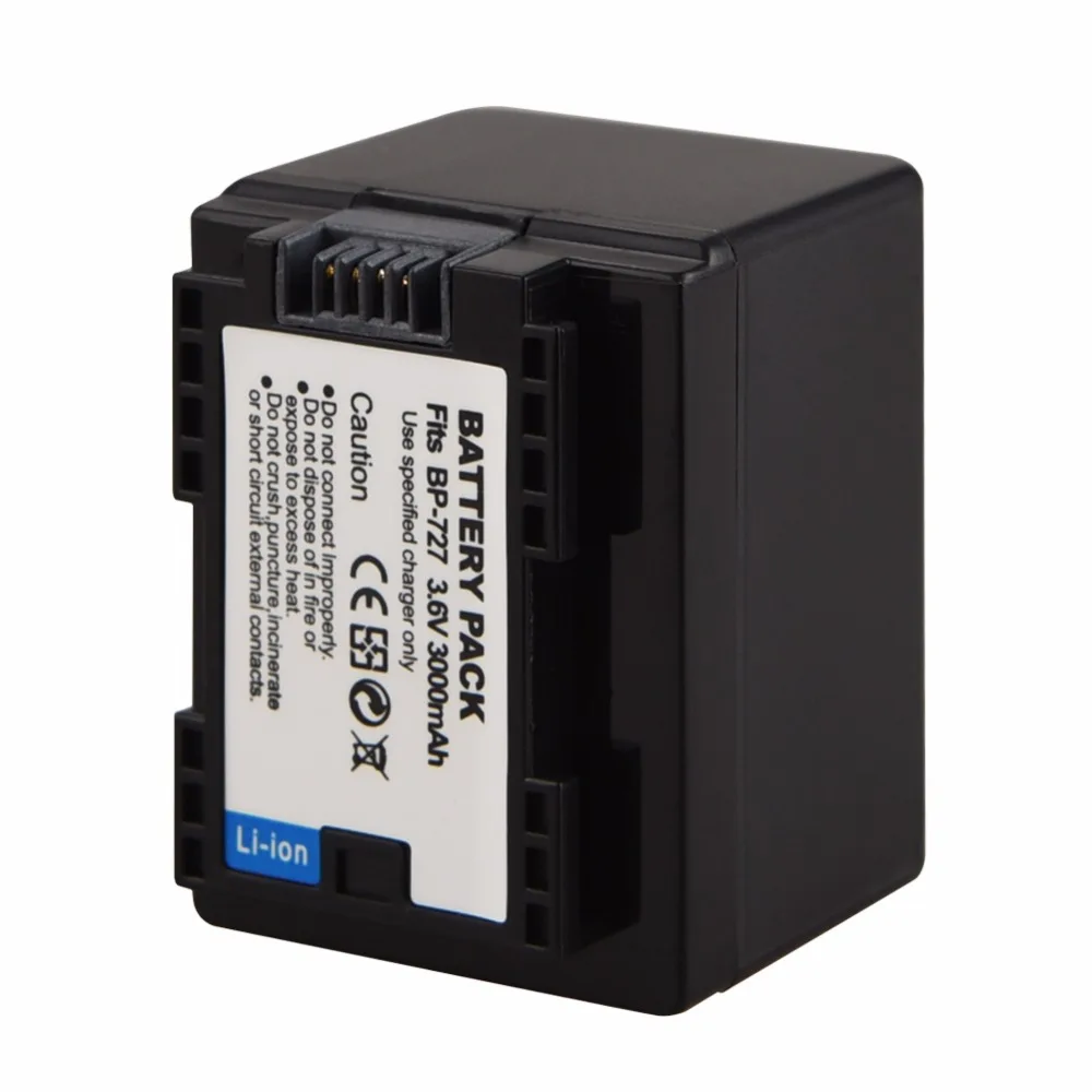Аккумулятор BP 727 BP727 1x3000 мАч + зарядное устройство для фотокамера Canon VIXIA HF R30 M50 M52 500
