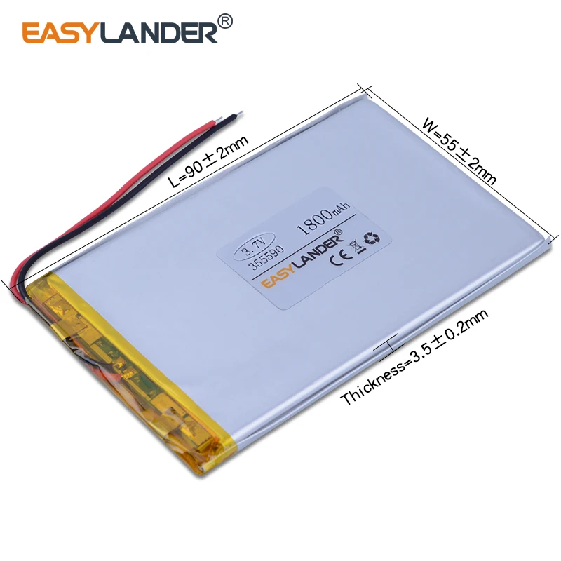 3 шт./лот 7 V 1800mAh 355590 полимерный литий ионный аккумулятор для Bluetooth ноутбука