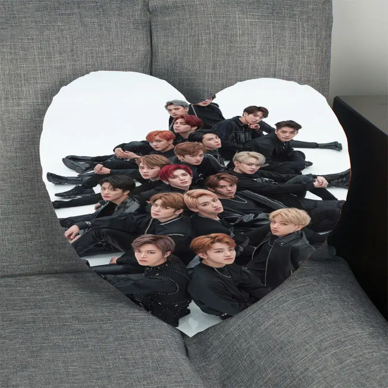 New Kpop Pillow Case NCT Heart Shape Satin Fabric Pillow Cover For Home Bedroom Wedding Decorate Pillow Cases - Color: 12