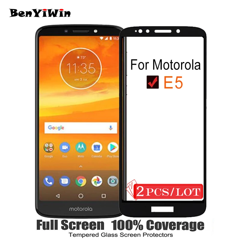 2 шт. 100% оригинальное закаленное стекло с полным покрытием для Motorola E5 защита
