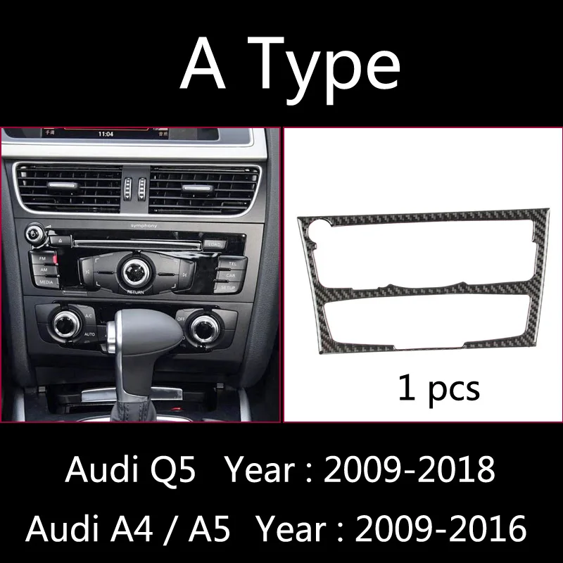 A Type Для Audi A4 B8 A5 Q5 углеродного волокна интерьер Управление компакт-дисков Панель накладка на выходное отверстие Авто Кондиционера отделка каркаса аксессуары - Название цвета: A Type