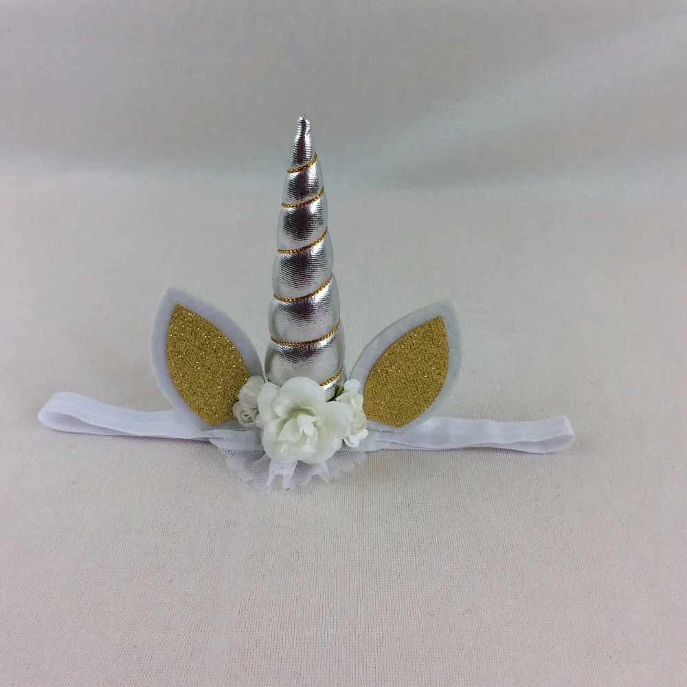 5 шт. милый Рог единорога 15 см с шифоновой повязкой на голову блестками Пасхальный