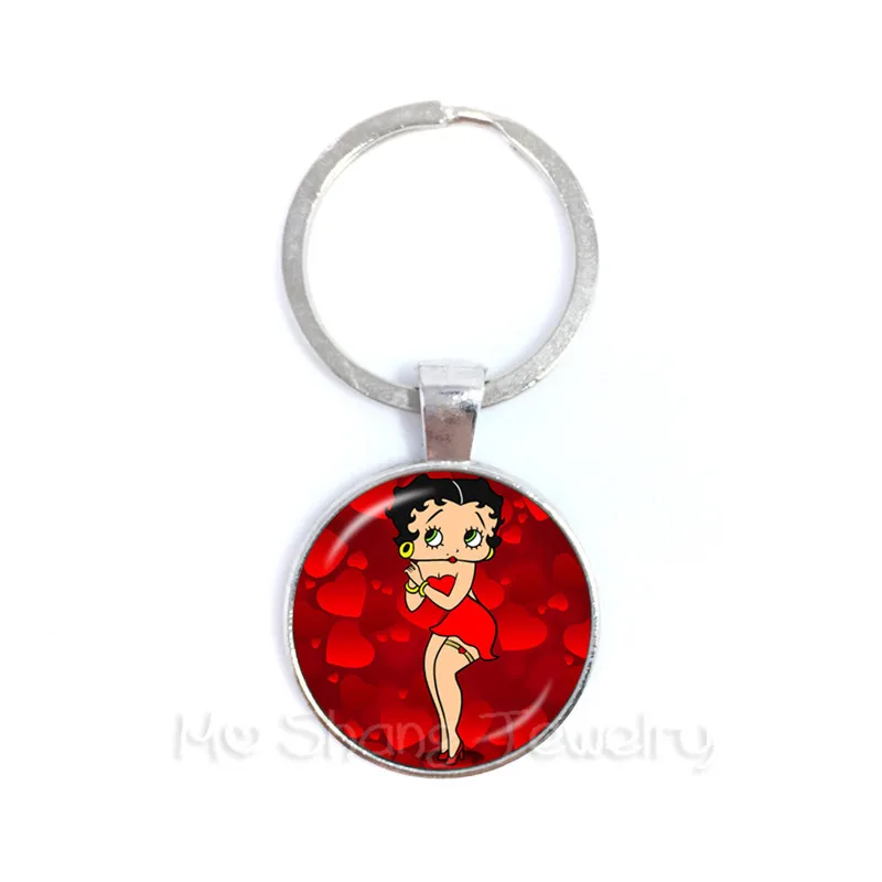 4 2018New Сексуальная Betty Boop серия стекло, кабошон брелок ручной работы пряжка для рюкзака подарок Ior Friend - Цвет: 4