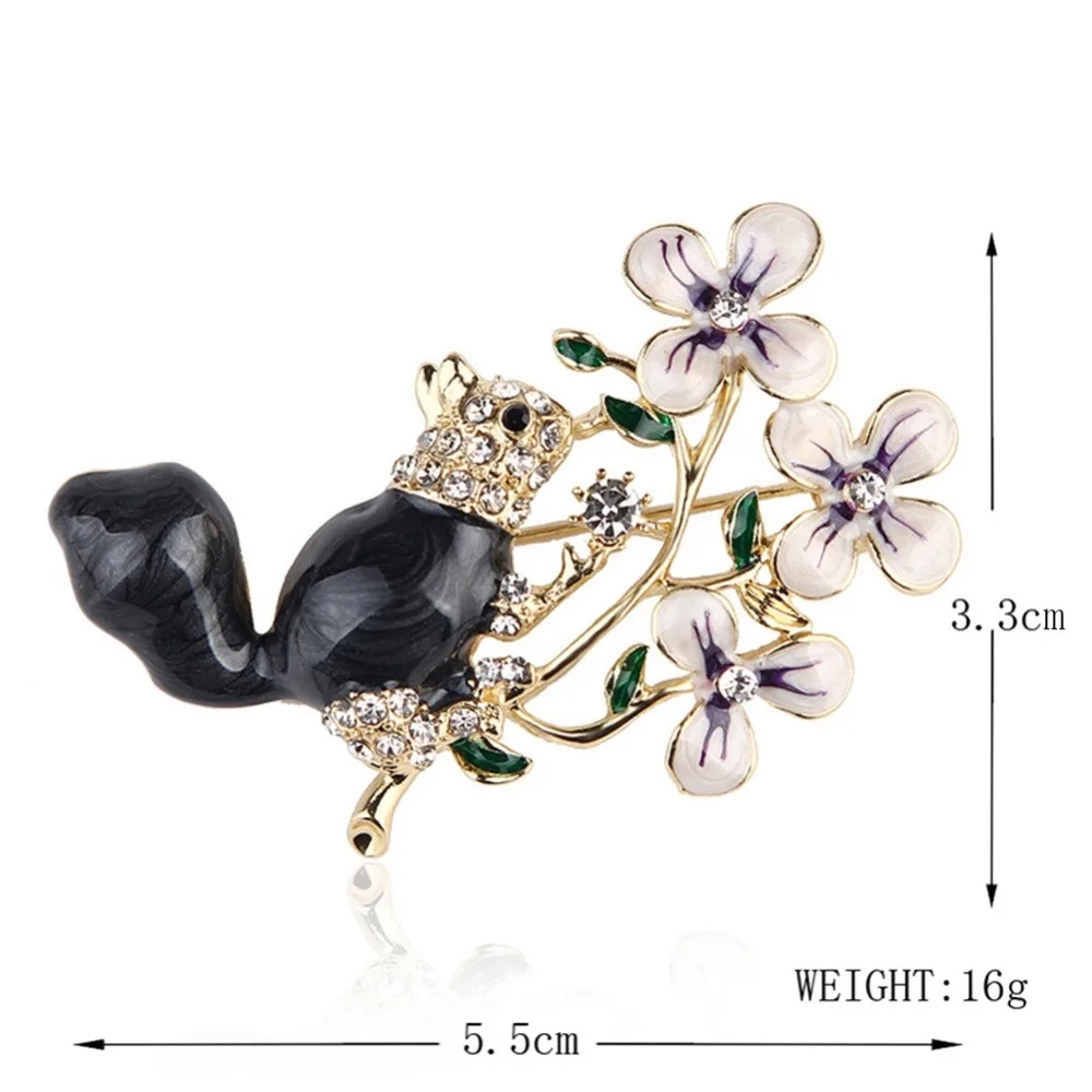 Women Pink Flower Drop Oil Alloy Squirrel Shaped Brooches Fashion Small Animal Brooch Pins Accessories | Украшения и аксессуары