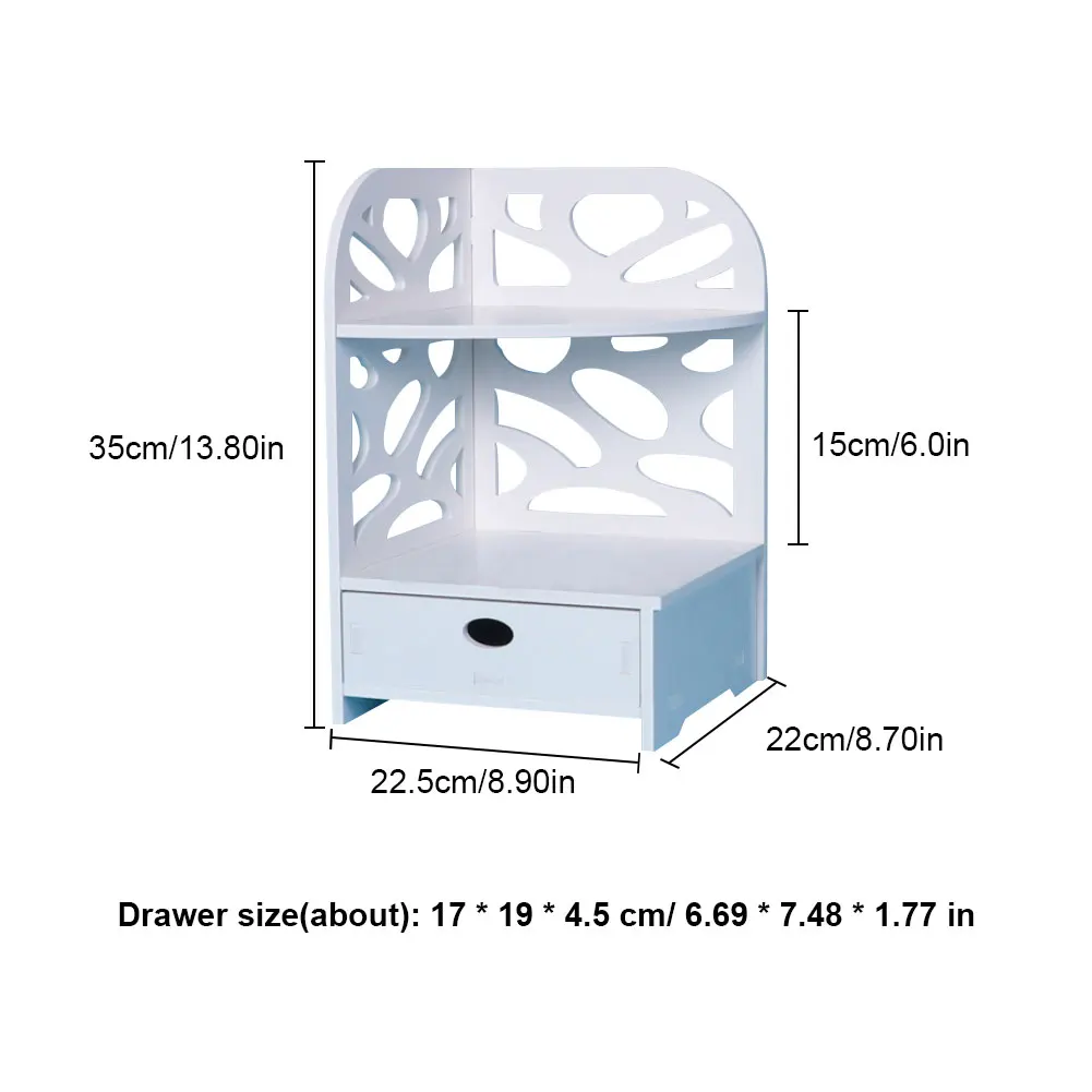 Three Styles Bathroom Storage Rack Bedroom Hollow Carving Design Dressing Table Shelf Desktop Corner Special Rack With Drawer