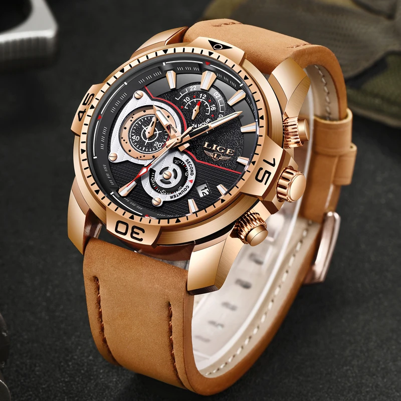 2018 LIGE для мужчин s часы лучший бренд класса люкс мужчин's Военная