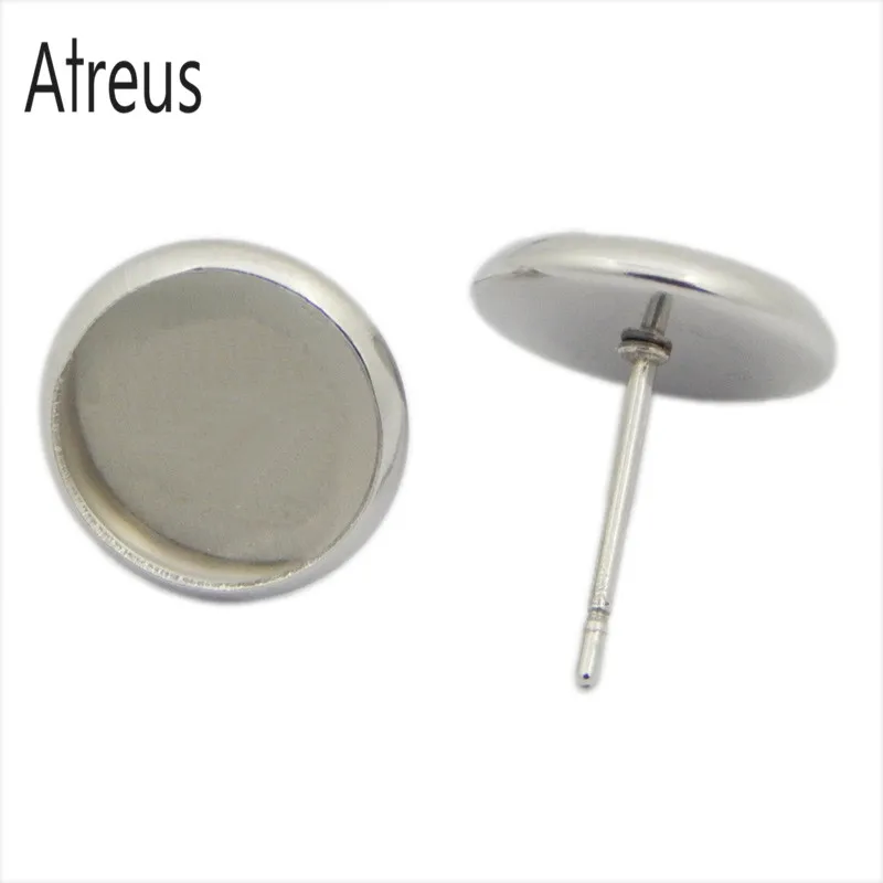 Atreus20 шт. основа под сережки гвоздики из нержавеющей стали 12 мм кабошон камея