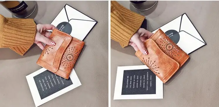 Дамский Новый короткий кошелек в стиле ретро из полированной воловьей кожи