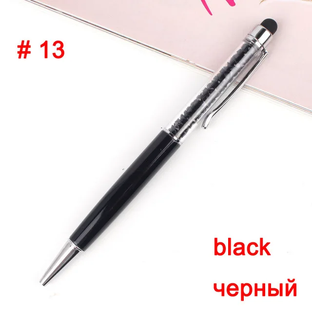 13 20 цветов кристальная шариковая ручка модный креативный Стилус для письма канцелярская ручка для офисов и школ шариковая ручка черный синий - Цвет: 13