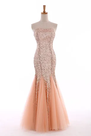 E Новые сексуальные блестки Angel-Fashion Новые милые золотые сетчатые кружева с блестками Длинные вечерние платья высокого качества - Цвет: E