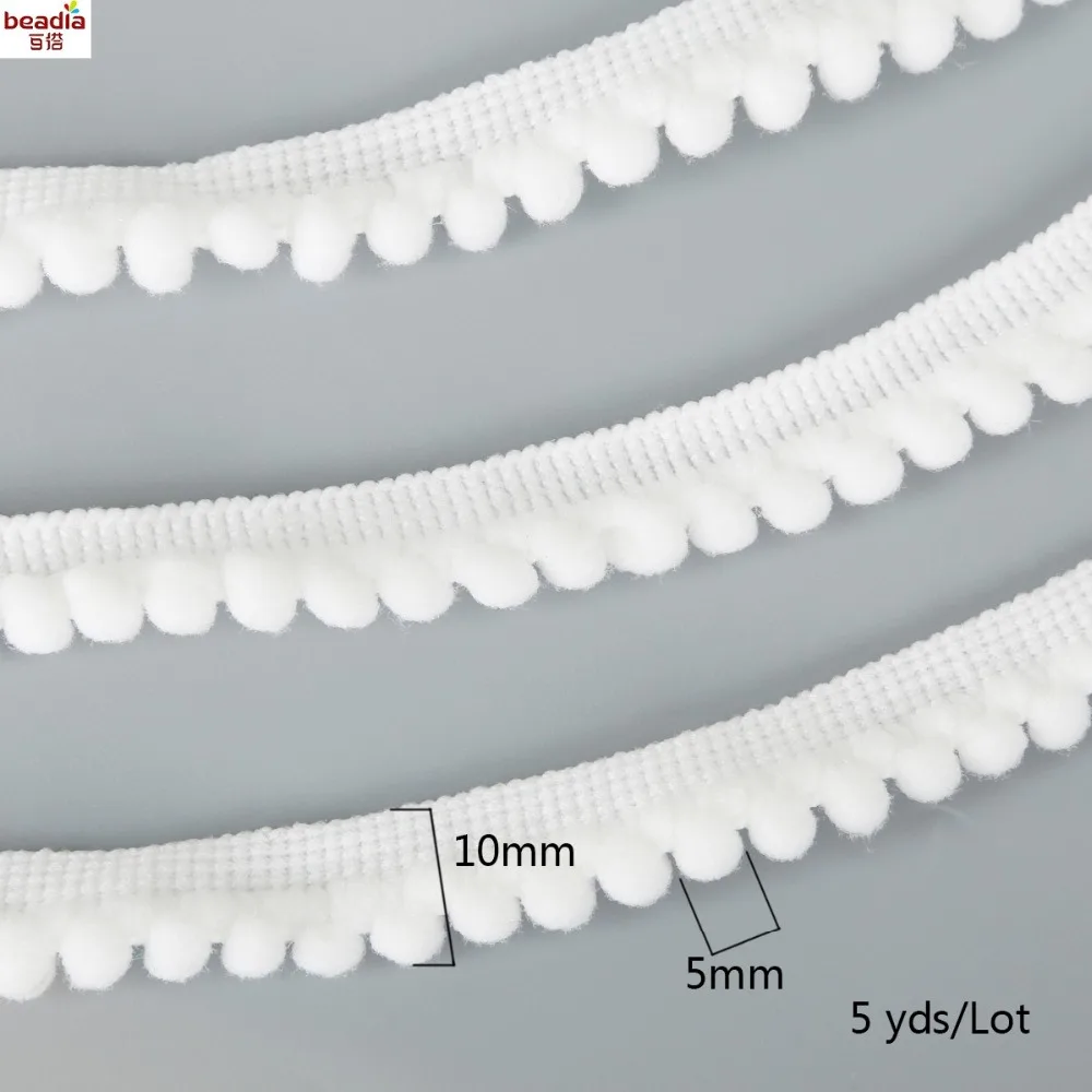 5 ярдов кружевной бахрома с помпоном 10 мм|lace trim|trim ballpom pom lace trim |