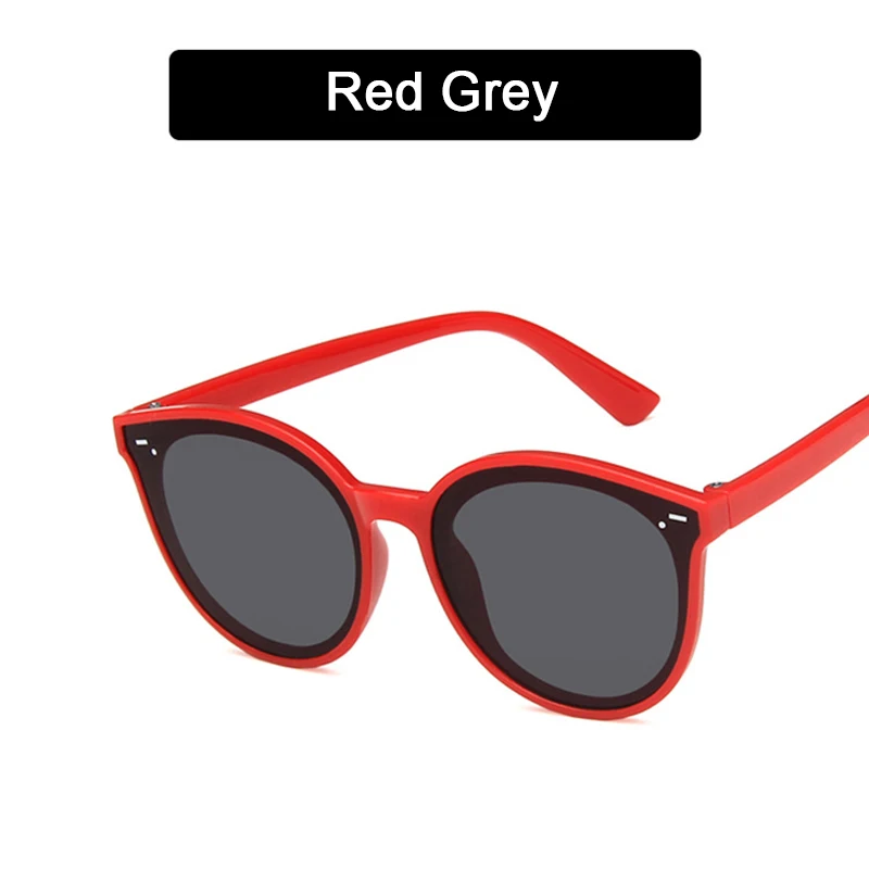 Red Gray HJYBBSN Kinder Zonnebril кошачий глаз детские солнцезащитные очки круглая красочная оправа радужные зеркальные солнцезащитные очки для мальчиков и девочек Oculos de sol - Цвет линз: Red Gray