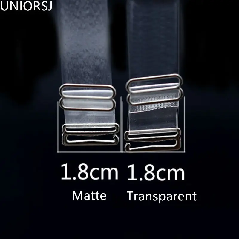 3Pairs=6Pcs 1.8CM Metal Buckle Bra Straps Belt Women's Elastic Transparent Matte Silicone Adjustable Baldric |