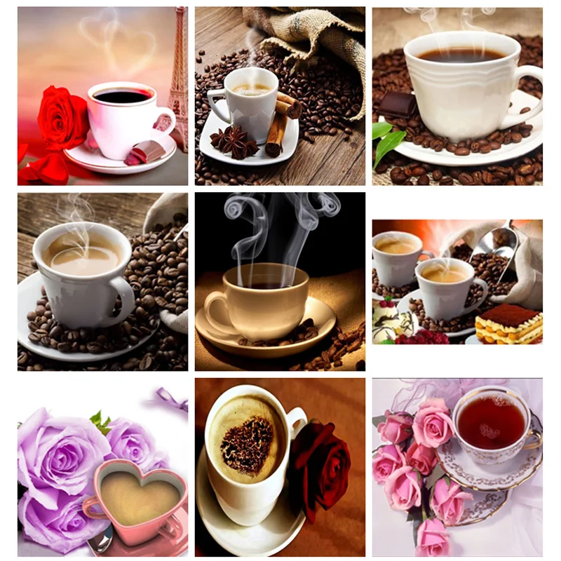 diamond painting cross stitch coffee crystal rhinestones embroidery | Дом и сад