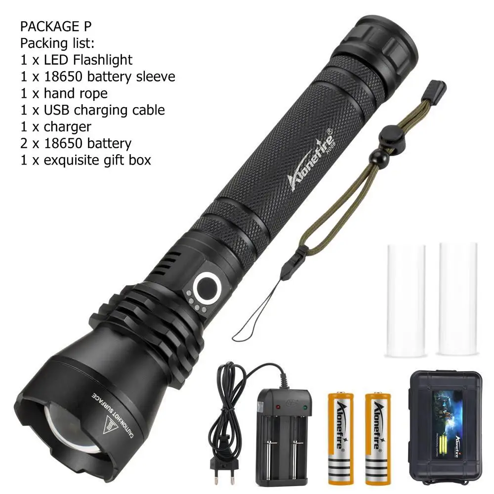 AloneFire H006 XHP50 самый мощный фонарик USB Zoom СВЕТОДИОДНЫЙ Фонарь тактический фонарь для самообороны охоты Xlamp - Испускаемый цвет: PACKAGE  P