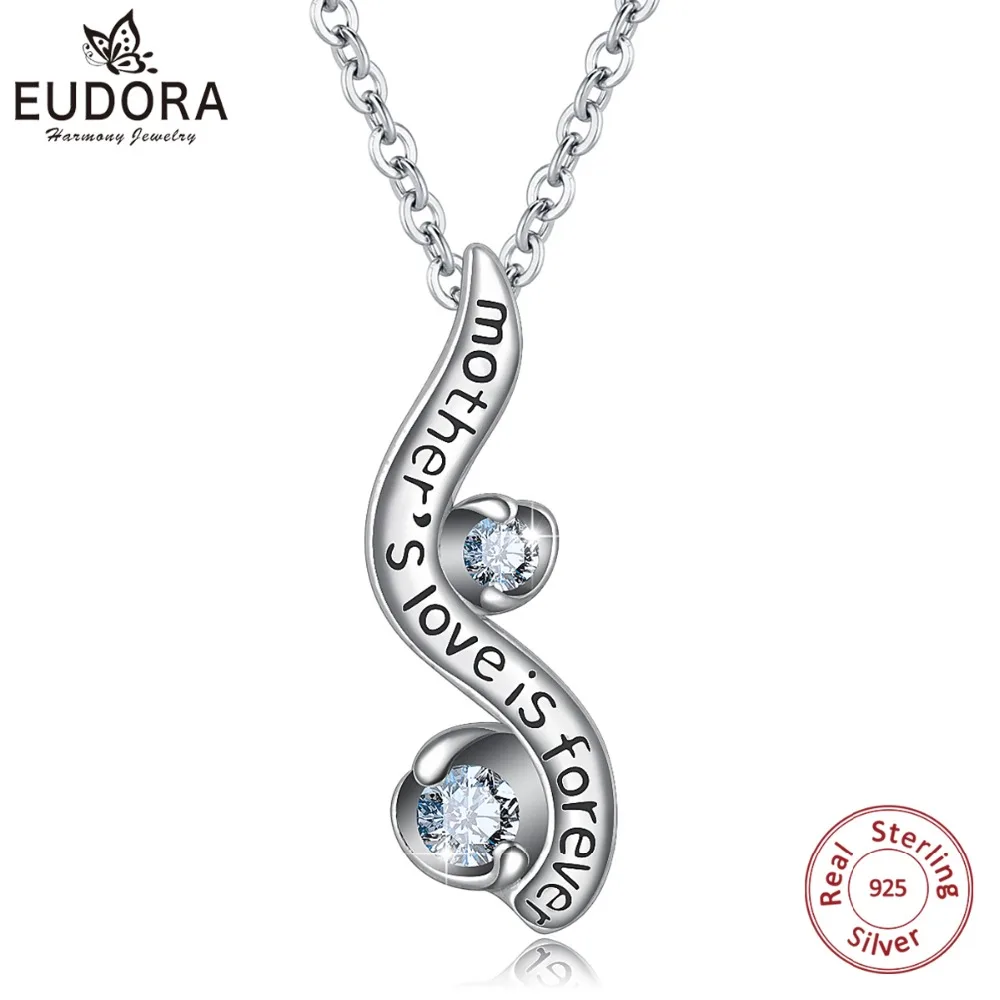 EUDORA 925 Стерлинговое Серебро роскошное женское украшение с надписью для мам