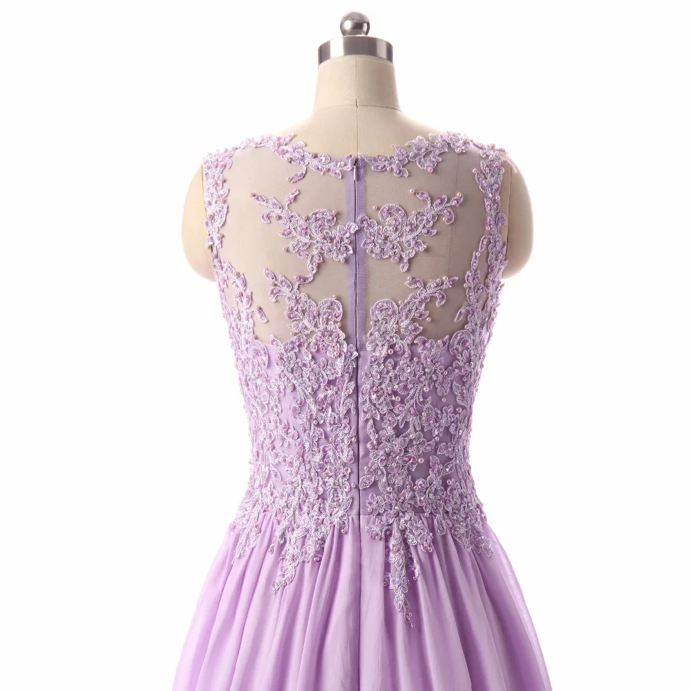 

Robe De Soiree 2017 A-Line Scoop Neck Appliques Lace Long Prom Dresses Sleeveless Chiffon Party Formal Evening Dresses