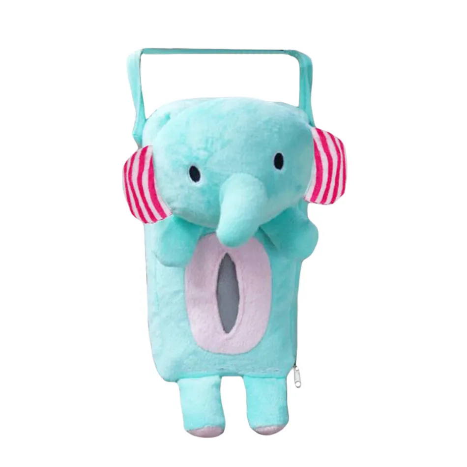 Elephant Cute Animal Car Ornaments Hanging Accessories for Girls Tissue Box Back Napkin Paper Towel Box Covers Case 4 Colors - Название цвета: Elephant