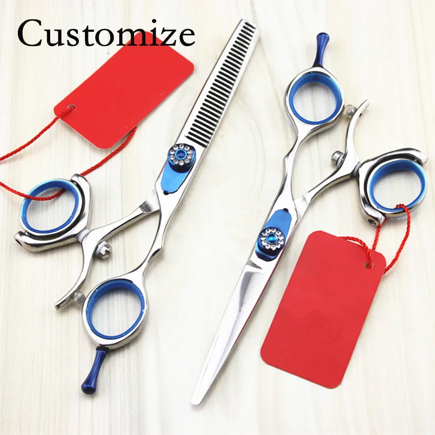 

Customize Upscale Germany 440c 6 5.5'' fly rotation hair scissors cutting barber makas thinning shears hairdressing scissors set