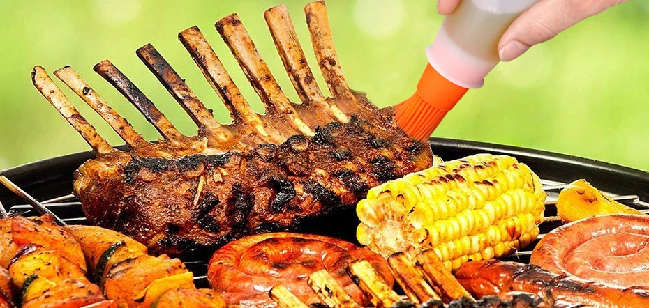 KONCO BBQ Basting масляная щетка, силиконовая гриль щетка для бутылки с маслом, выпечка кондитерское масло медовый соус кисточки для выпечки с дозатором