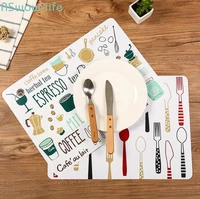 2 pcs non slip table mat simple printed western food mat household pp plastic placemat bowl for kitchen decoration accessories