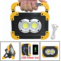 rechargeable 20w 2x cob led flashlight work light lantern flood light 4 mode usb power out for camping tent lamp outdoor