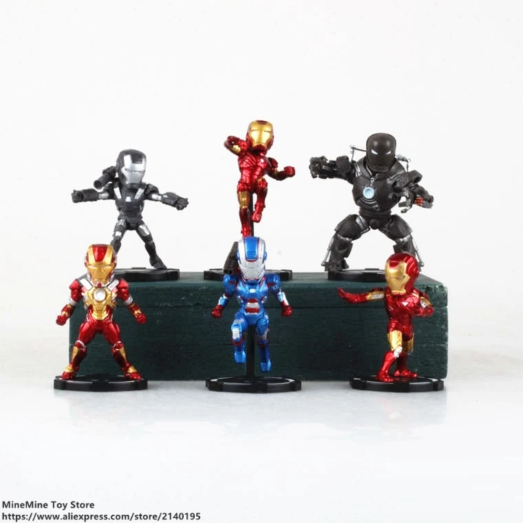DISNEY Marvel Мстители 6 шт./компл. Железный человек 8 см фигурка аниме мини украшение