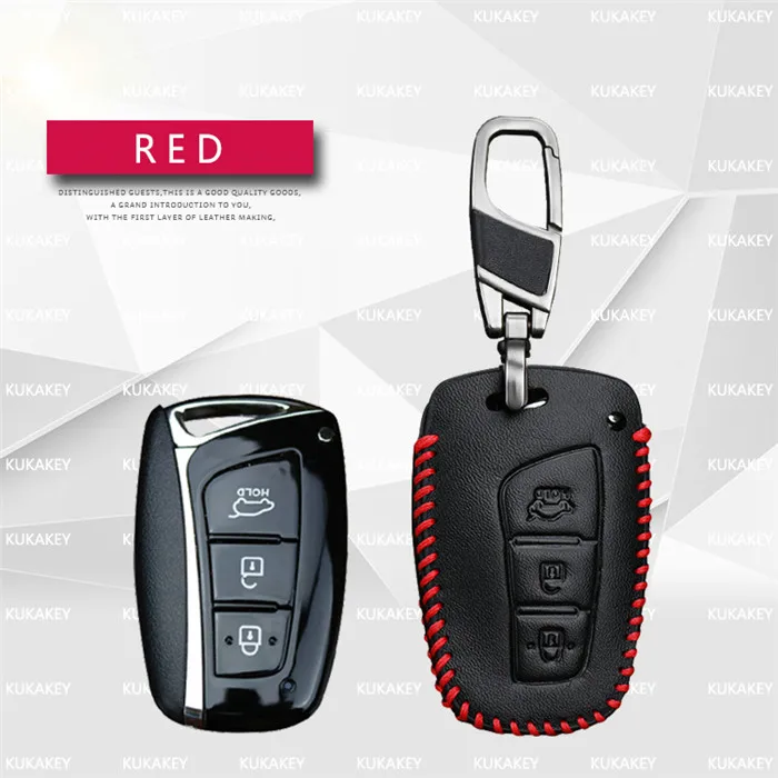 red 3 for Hyundai Для hyundai Santa Fe 2013 автомобильный Стайлинг авто ключ чехол из натуральной кожи пульт дистанционного ключа чехол для hyundai Grand Santa Fe Аксессуары - Название цвета: red 3 for Hyundai