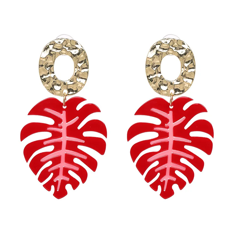 Wonafashion 11 Colors Resin Tropical Fronds Earrings Trendy Summer Jewelry Statement Leaf for Women | Украшения и аксессуары