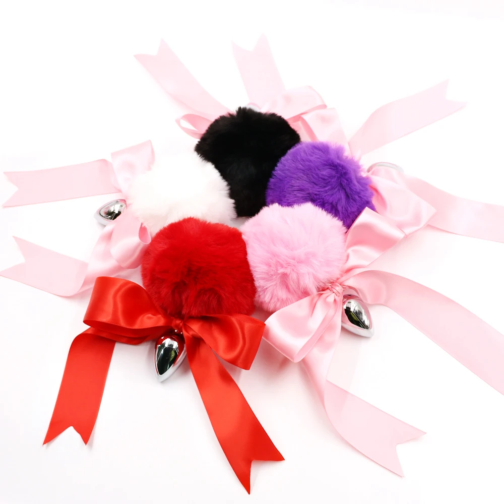 Runyu Sex Shop Bow gift Metal Rabbit Tail Anal Plug Stainless Steel Bunny Butt Adult Toys Products for Women |