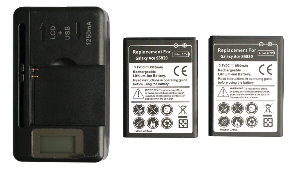 Ciszean 2x1500mAh EB494358VU сменный аккумулятор + зарядное устройство для Samsung Galaxy Ace S5830 S5660