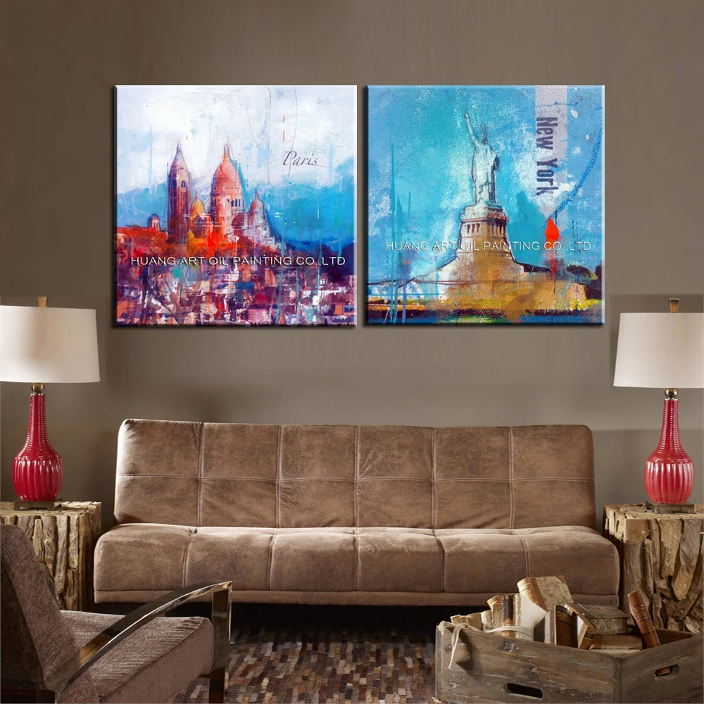 Искусный художник ручная роспись абстрактный Лувр пейзаж масляная живопись на